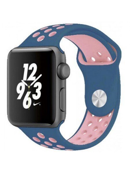 Ремешок для Apple Watch 38/40мм Nike силиконовый Темно-синий/розовый