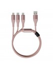 Кабель SOLOVE 3 in 1 USB Lightning/Micro/Type-C 120см DW2 Pink