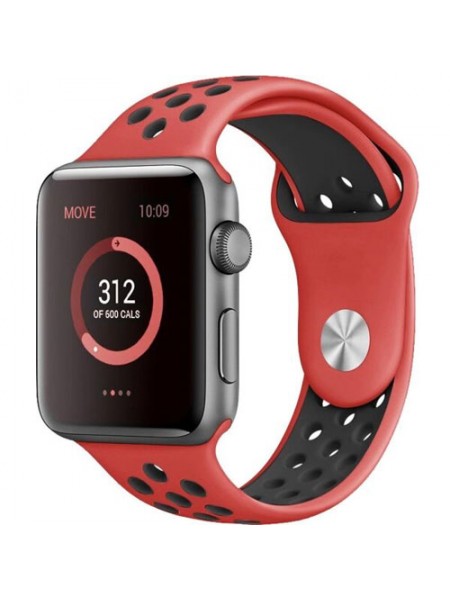 Ремешок для Apple Watch 42/44мм Nike силиконовый Красный/черный