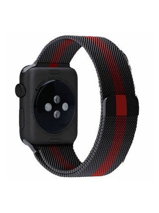 Ремешок для Apple Watch 38/40мм миланский магнитный Черный/красный