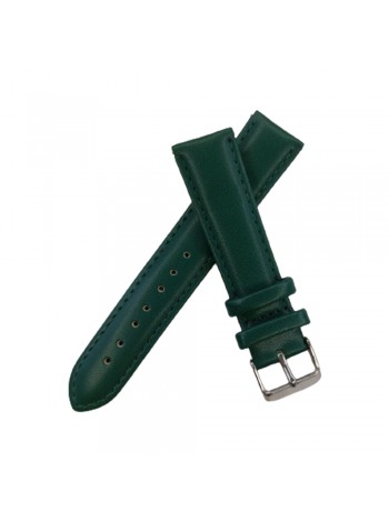 Ремешок для часов 20мм кожа строчка Зеленый