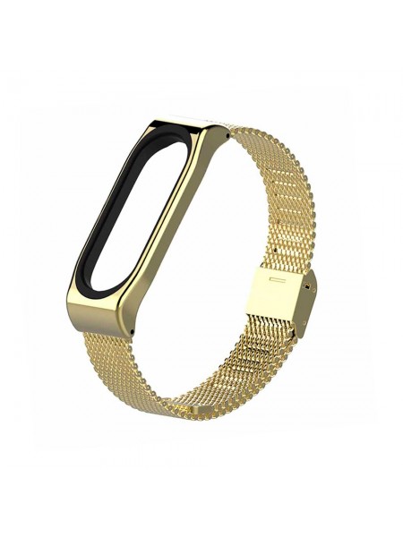 Ремешок для Xiaomi Mi Band 5/6 металлический миланский клипса Золотой