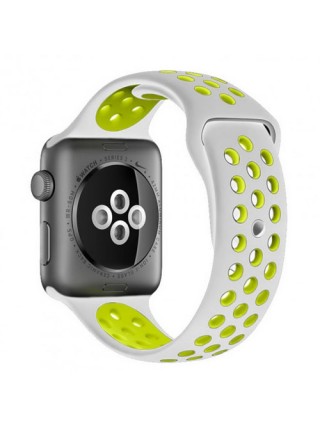 Ремешок для Apple Watch 42/44мм Nike силиконовый Серый/салатовый