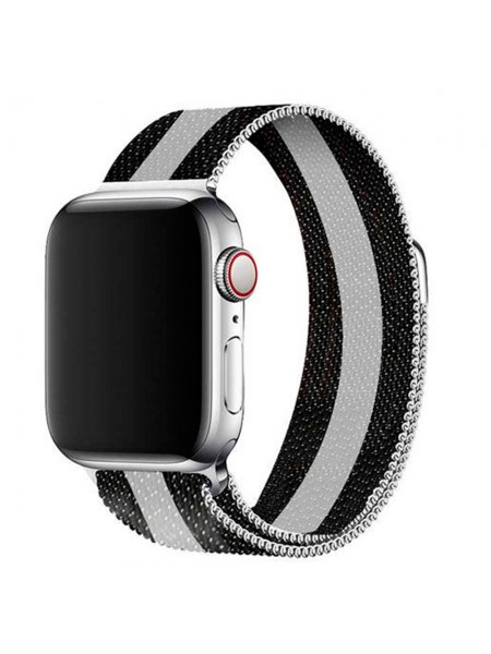 Ремешок для Apple Watch 38/40мм миланский магнитный Черный/белый