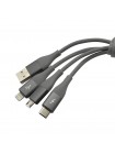 Кабель SOLOVE 3 in 1 USB Lightning/Micro/Type-C 120см DW2 Dark Grey