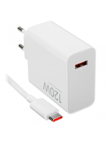 Зарядное устройство 120W USB + кабель Type-C Белый