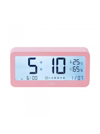Часы метеостанция Deli Effective Electronic Alarm Clock (8826) Pink