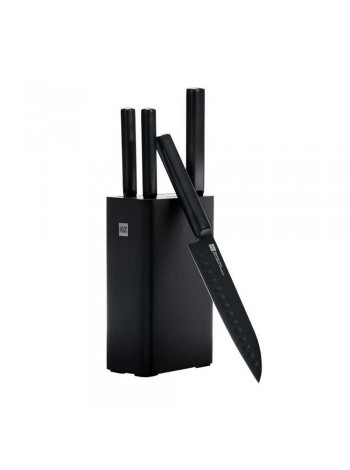 Набор ножей с подставкой Xiaomi HuoHou Heat Cool Black Non-stick Knife Set 5 in 1 (Уцененный)